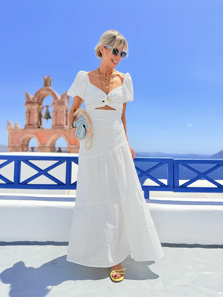 Donna Maxi Kipour Dress White 58267 2