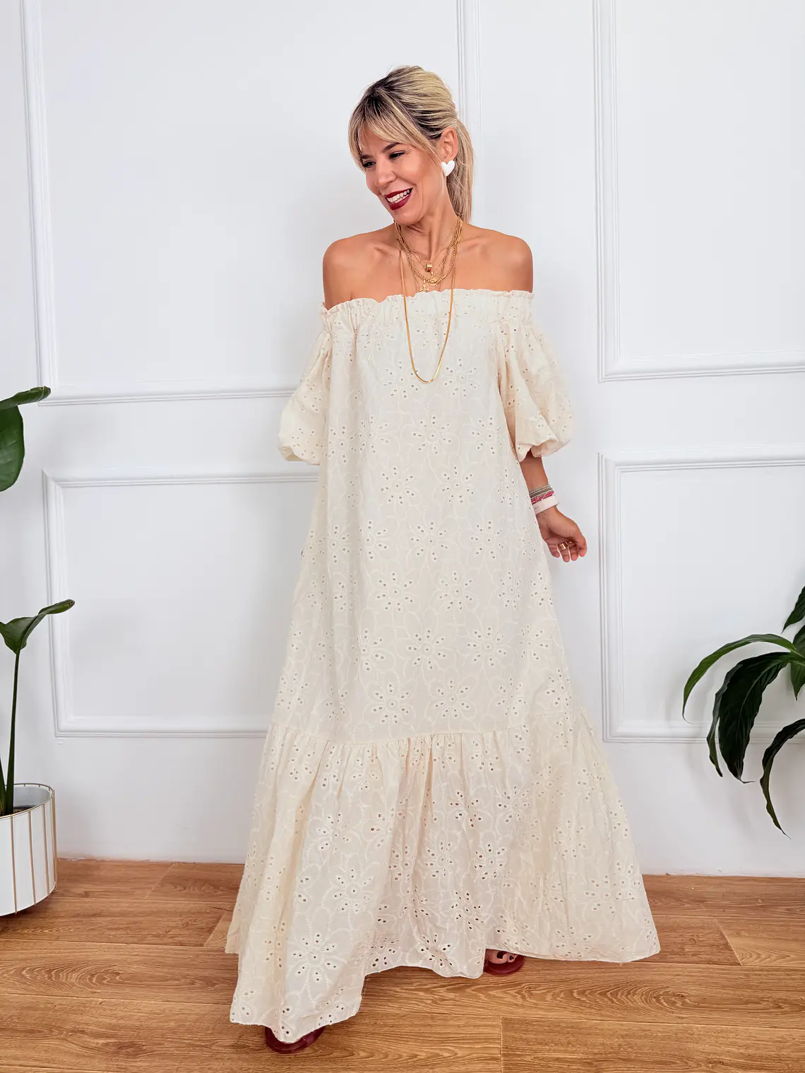 Ydra Kipour Dress Ivory 59150   1