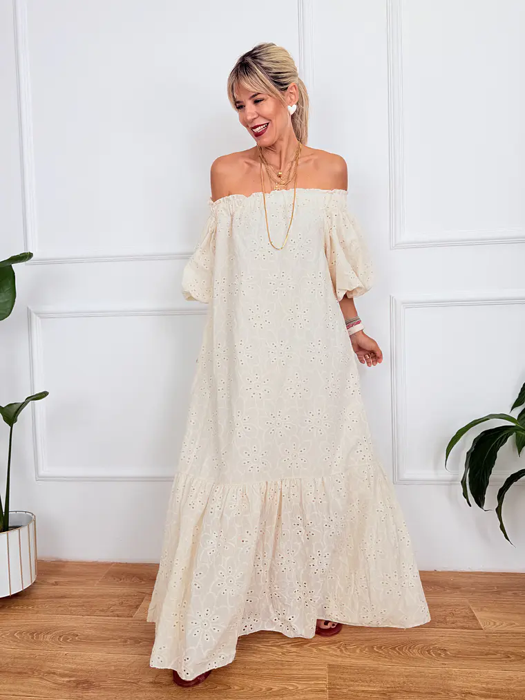 Ydra Kipour Dress Ivory 59150   1