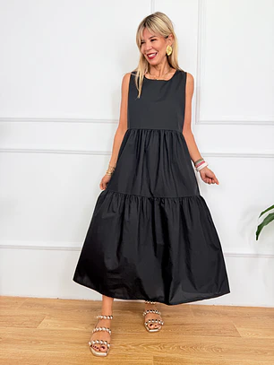 Othonoi Midi Dress Black 3892 