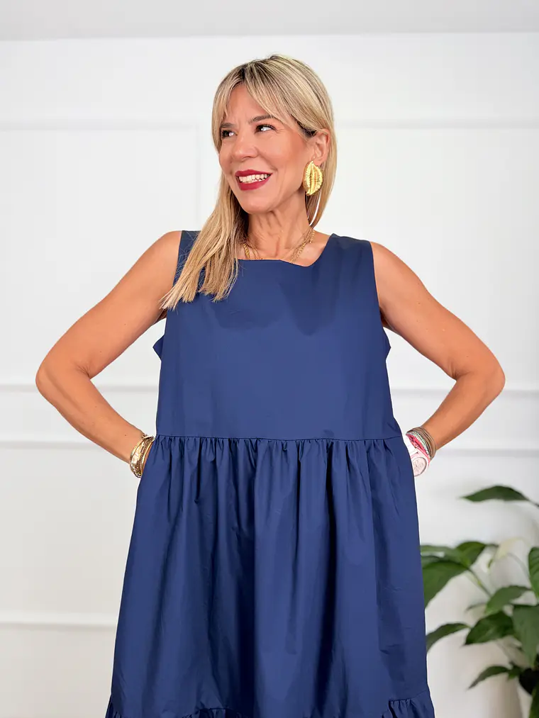 Othonoi Midi Dress Blue 3892   4