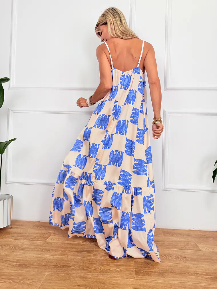 Montpellier Dress Blue Fish M10667   2
