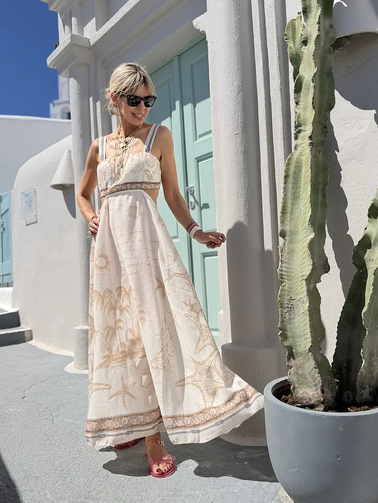 Akrogiali Dress Beige 2819  3
