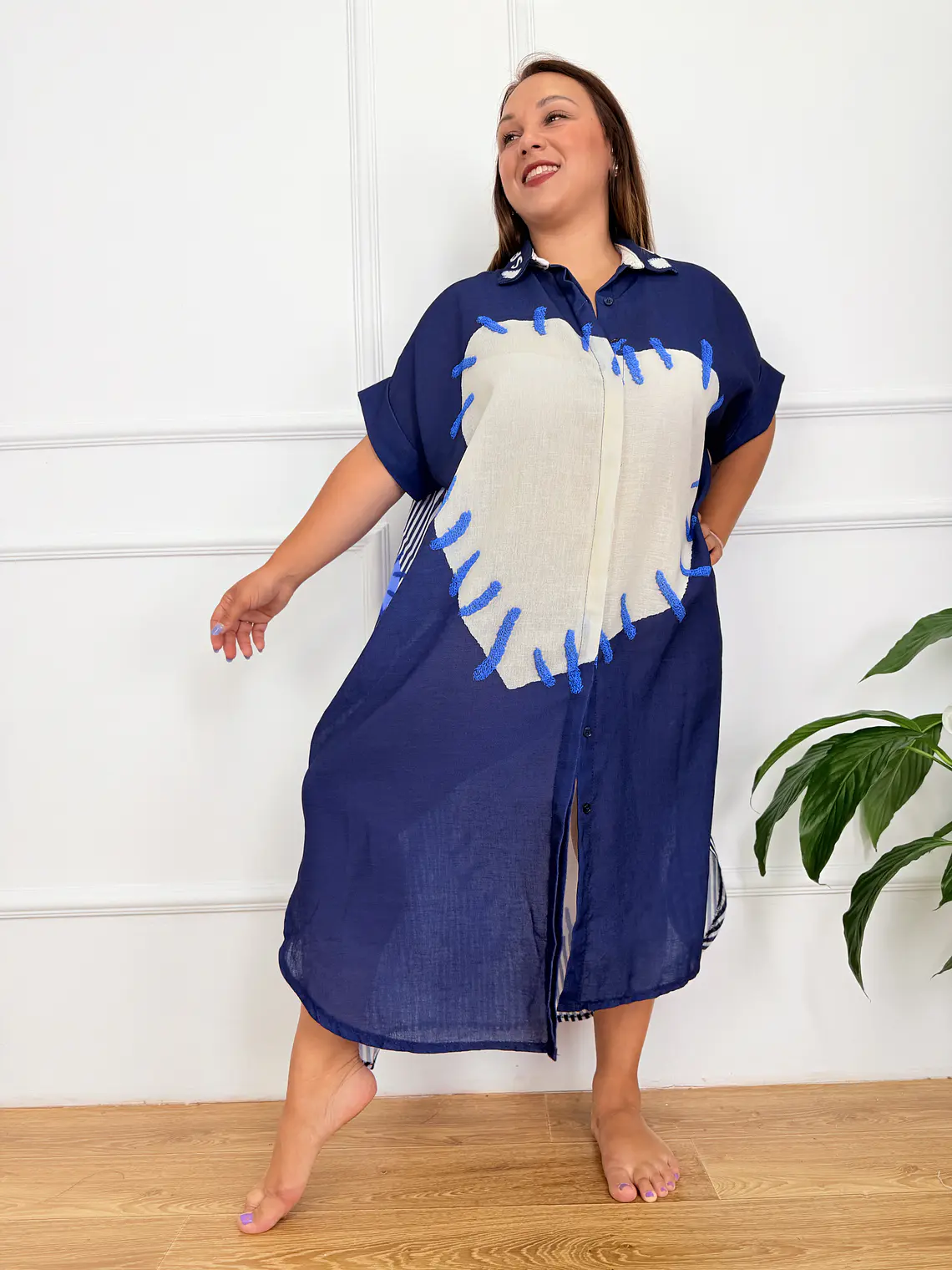 Velméra Tunic Shirt Dark Blue 2806  1