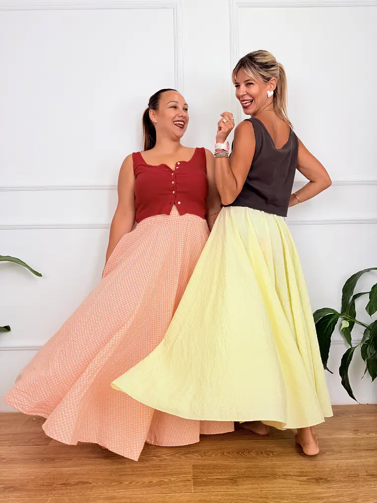 Roxana Checkered Skirt Orange 836326   2