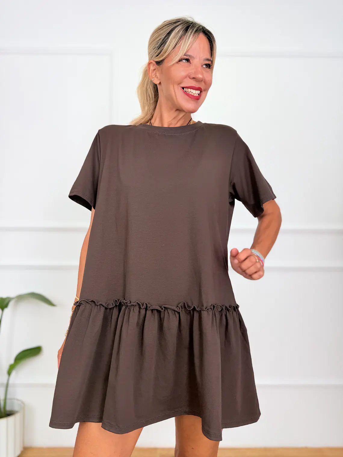 Violet T-shirt/Mini Dress Brown 16071  4