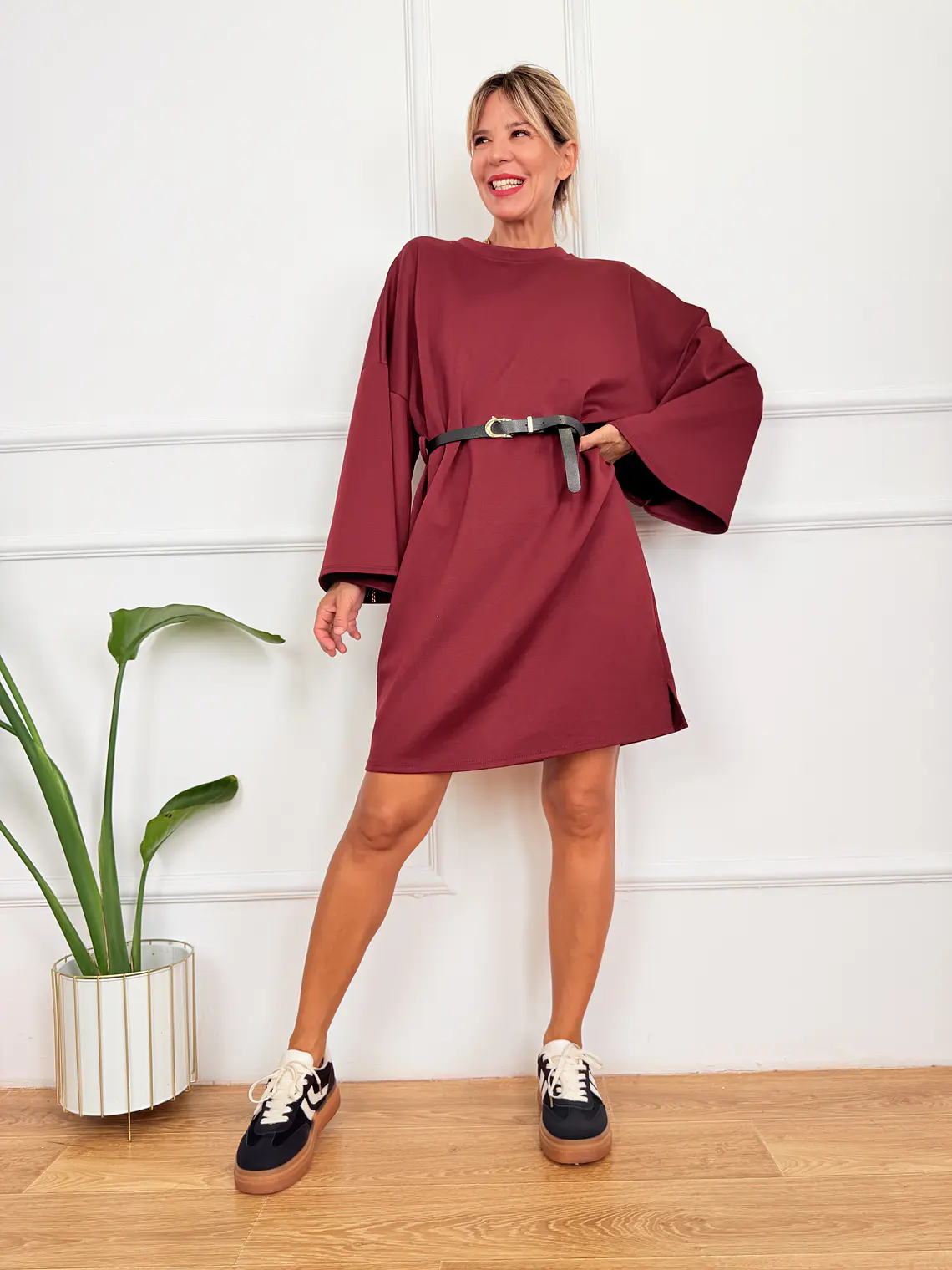 Lennon Dress 30100 Burgundy 1