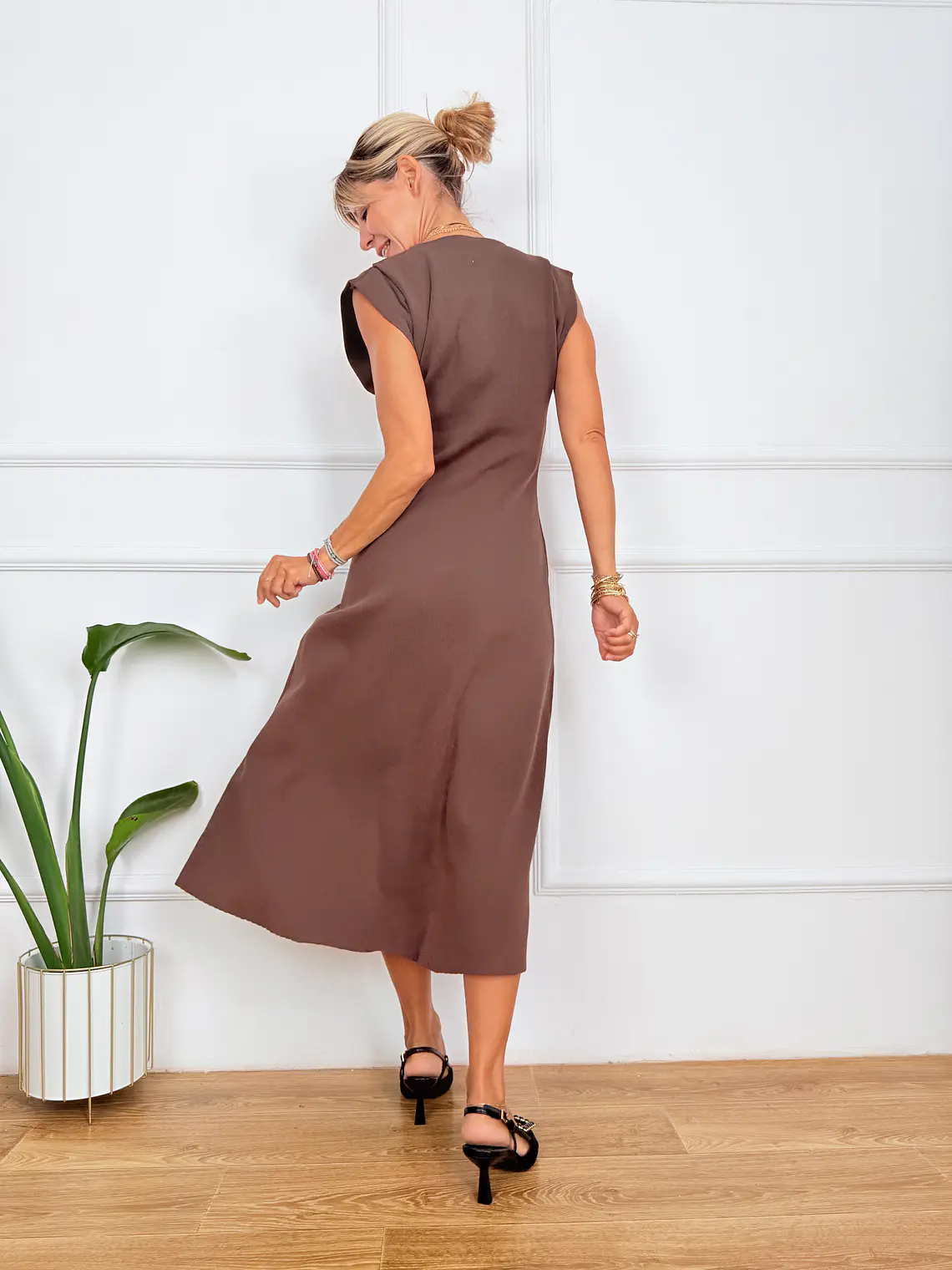 Fever Midi Dress Brown K547   3