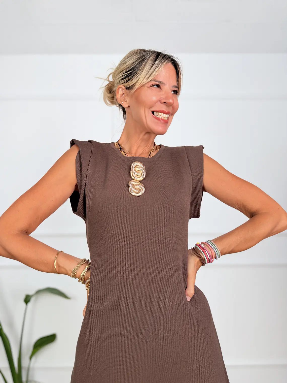 Fever Midi Dress Brown K547   4
