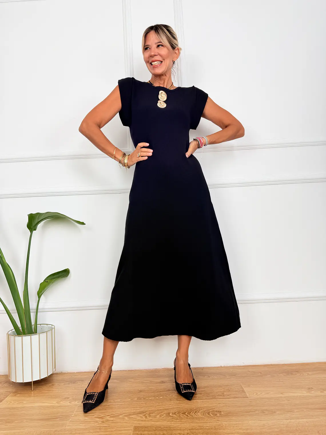Fever Midi Dress Black K547  1