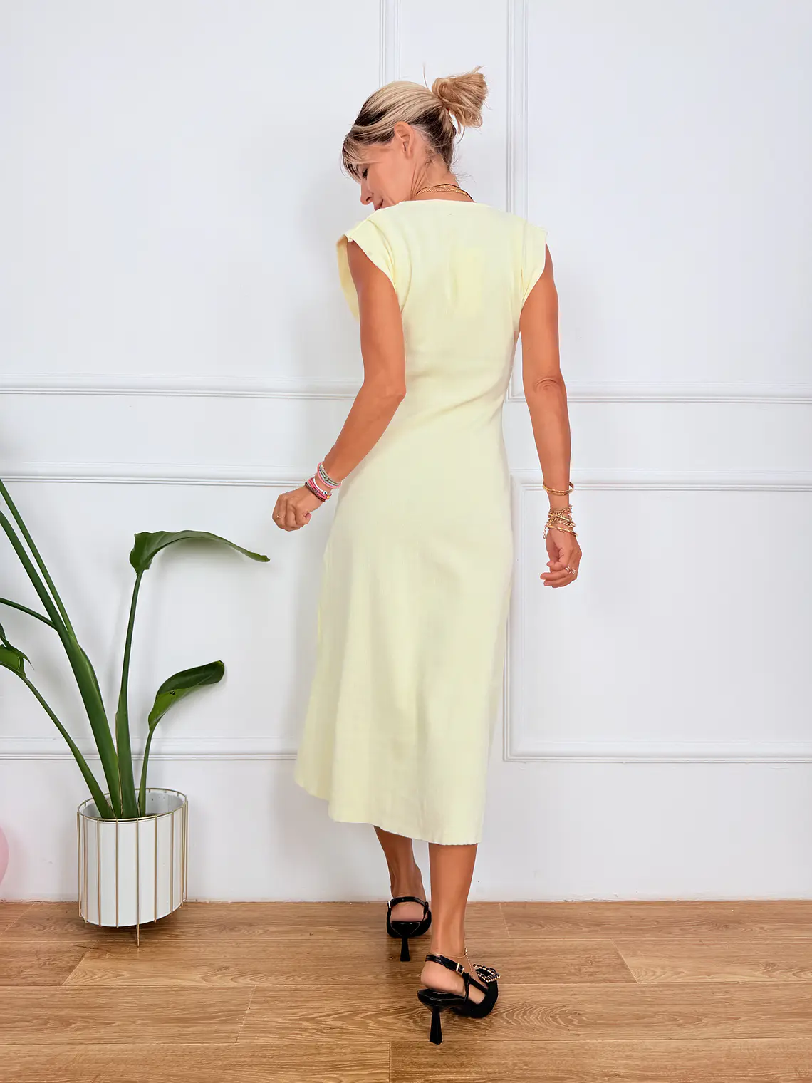 Fever Midi Dress Pastel Yellow K547  3