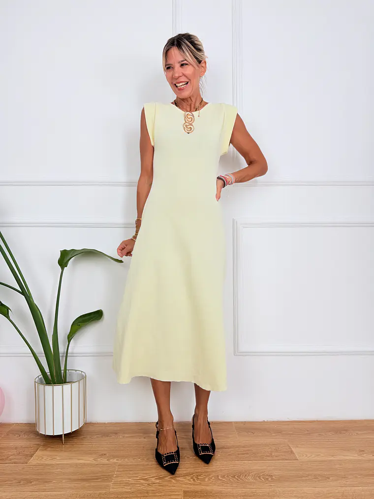 Fever Midi Dress Pastel Yellow K547  2