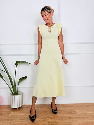 Fever Midi Dress Pastel Yellow K547 