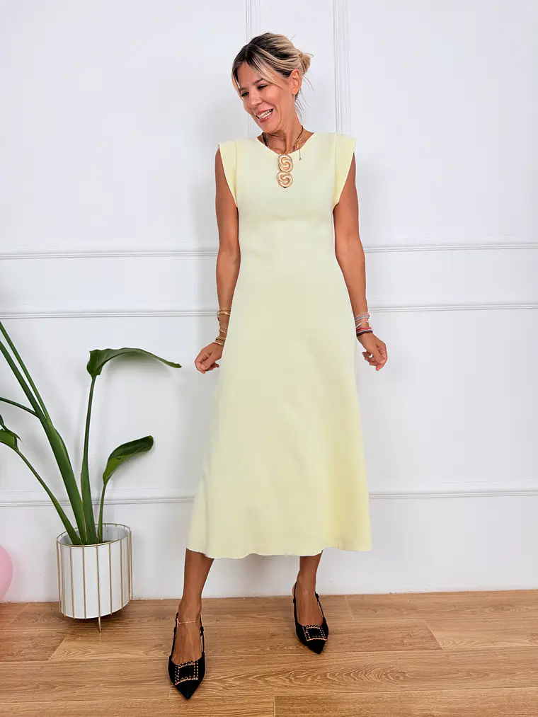 Fever Midi Dress Pastel Yellow K547  1