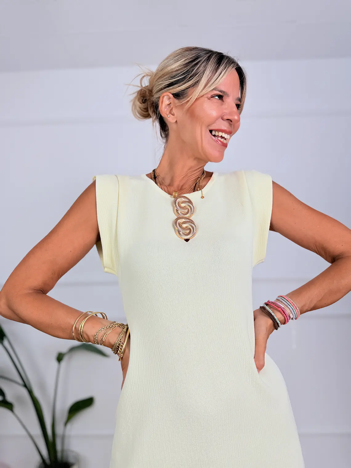 Fever Midi Dress Pastel Yellow K547  4
