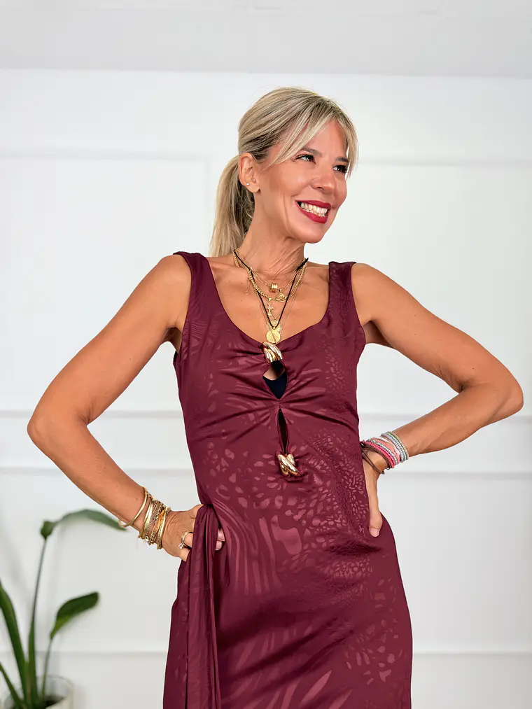 Silk and Stone Dress 14176 Burgundy 4