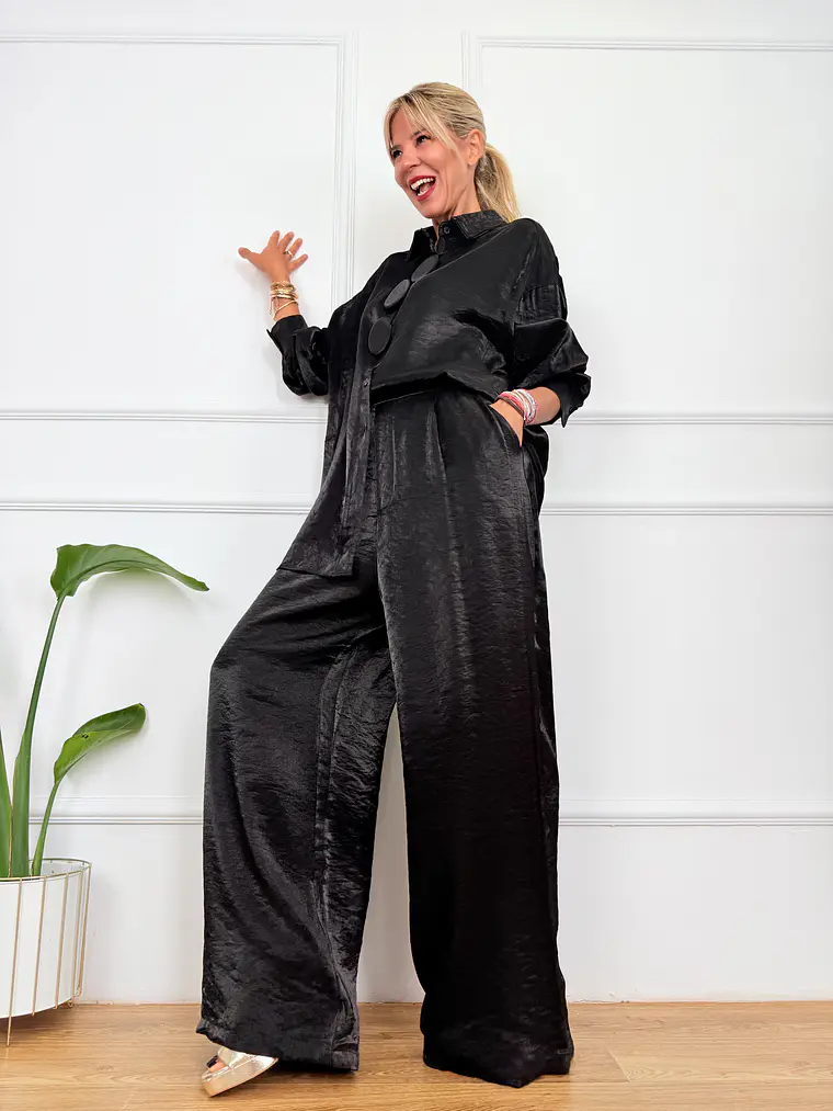 Afroditi Satin Set Black 10273 2