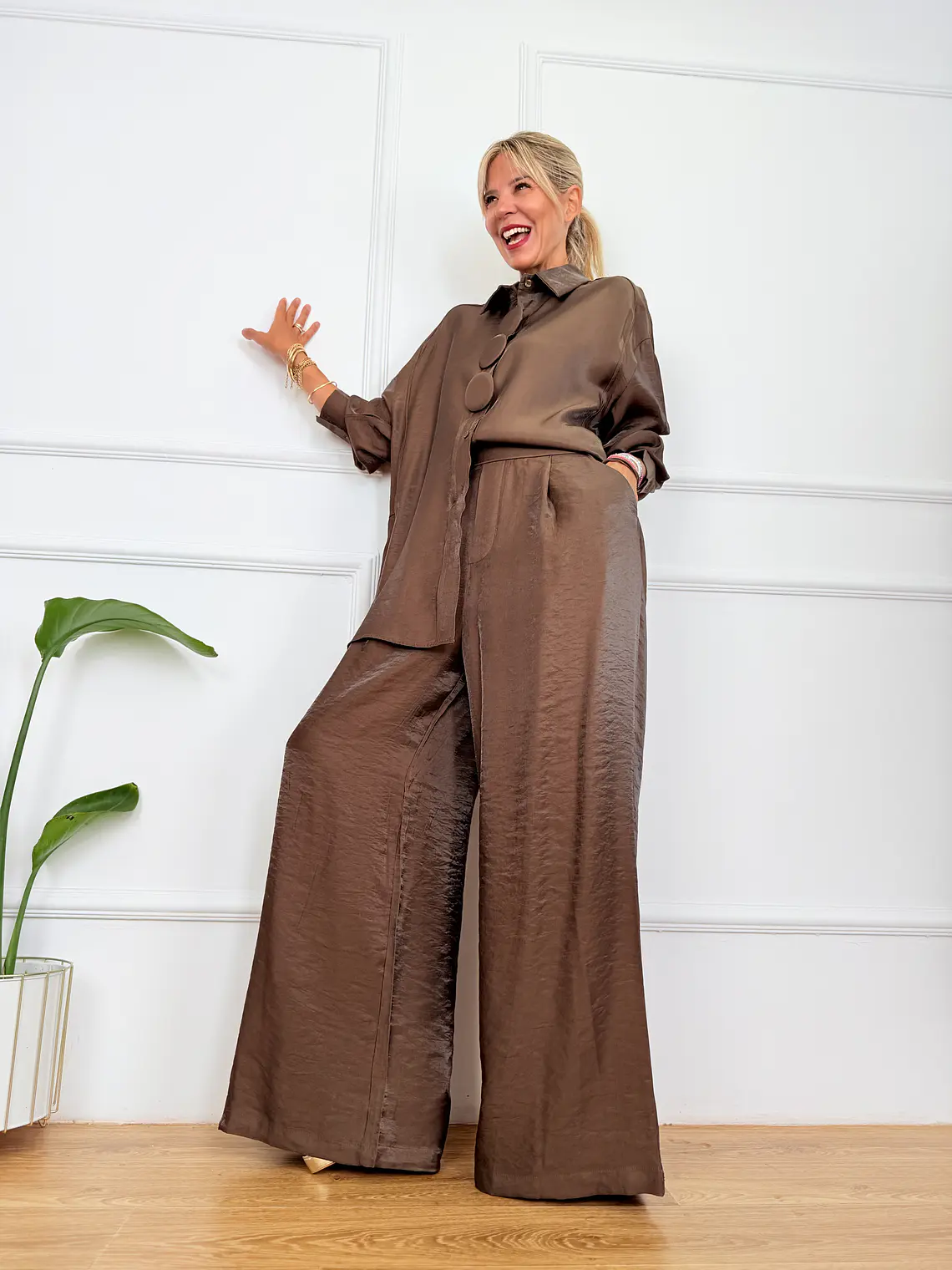 Afroditi Satin Set Brown 10273  3