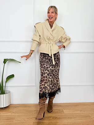 Scarlett Leather Jacket Beige 202376 