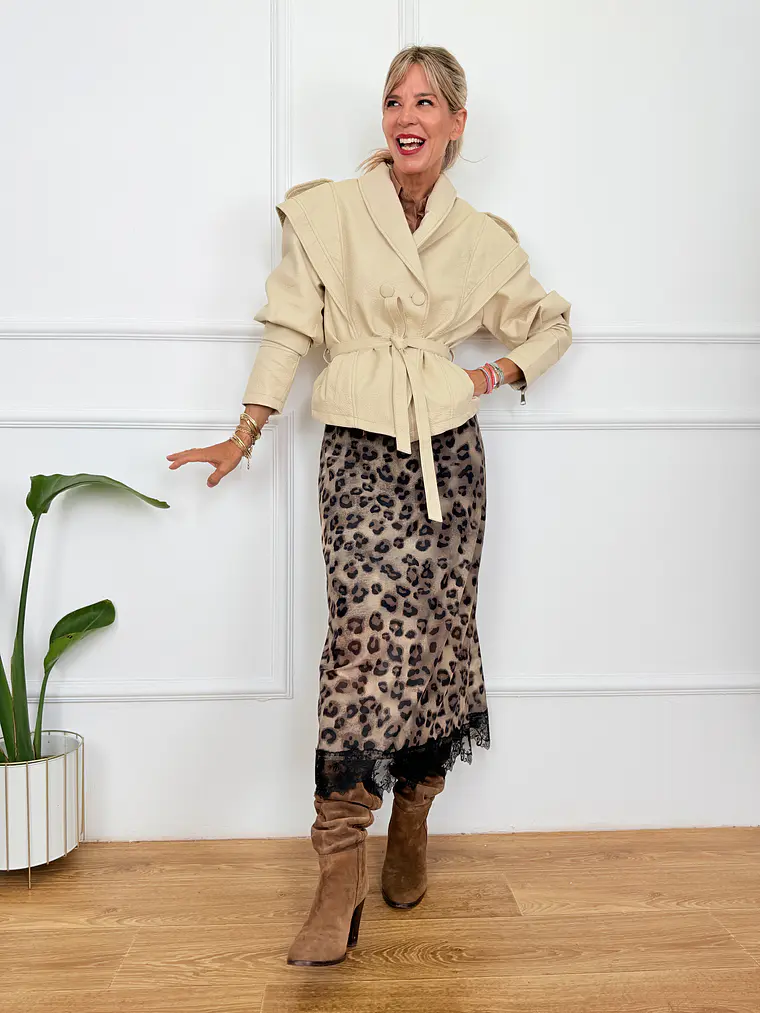 Scarlett Leather Jacket Beige 202376  1