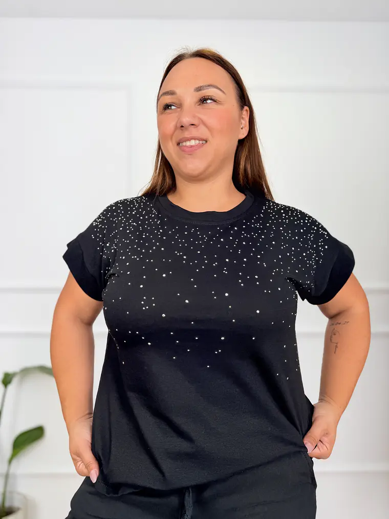 Ariadne T-shirt Strass Black 94439   1
