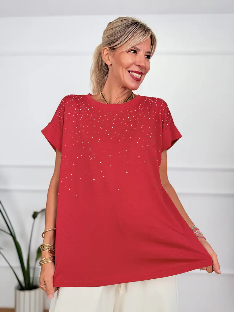 Ariadne T-shirt Strass Red 94439   1
