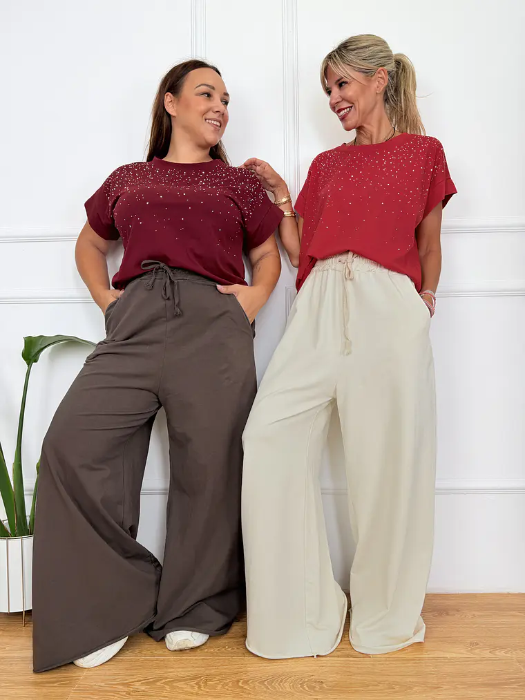 Ariadne T-shirt Strass Wine 94439    2