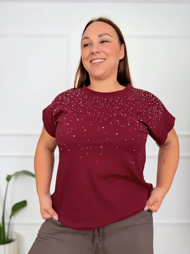 Ariadne T-shirt Strass Wine 94439    1