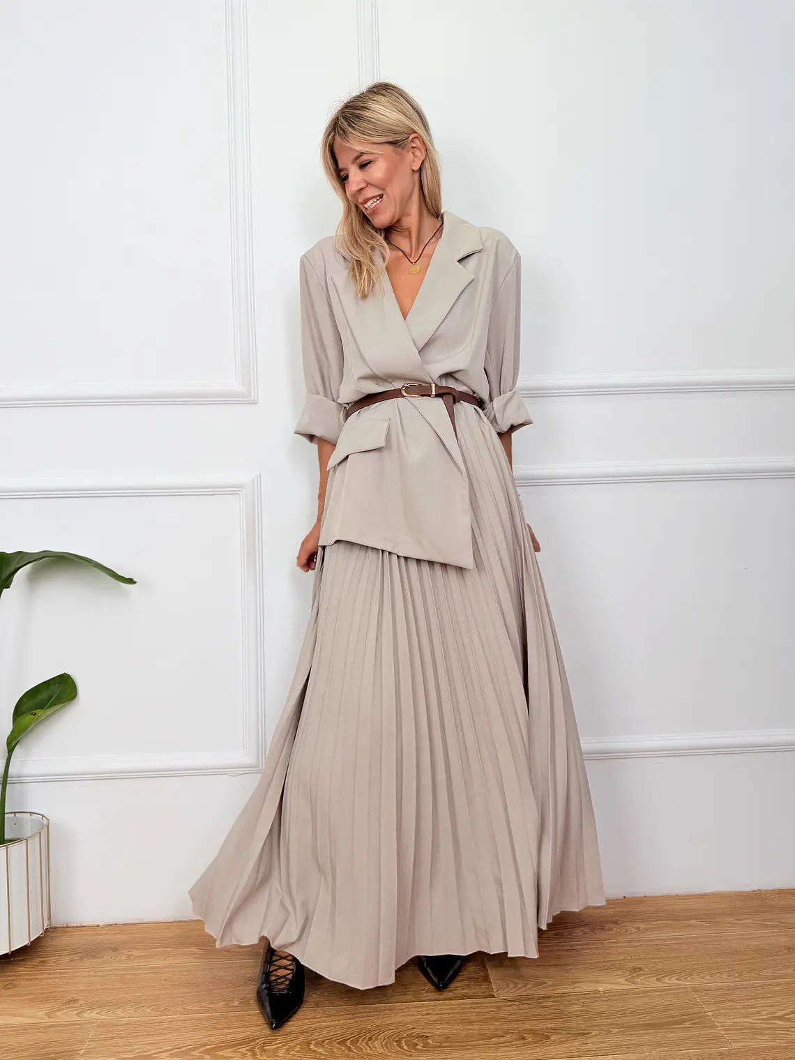 Clementine Dress Beige 2991  1
