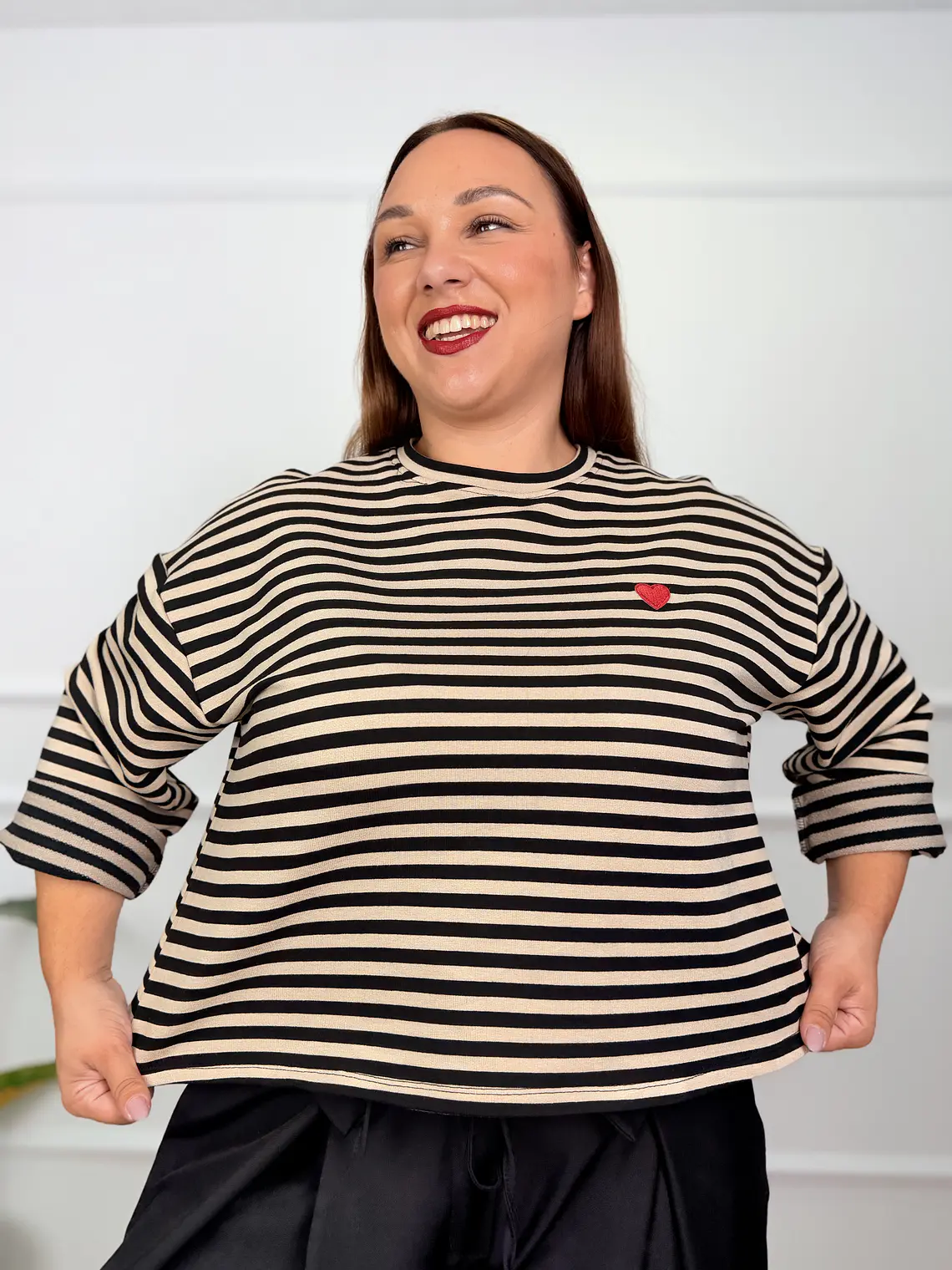 Atlas Stripped Blouse Black 12000  1