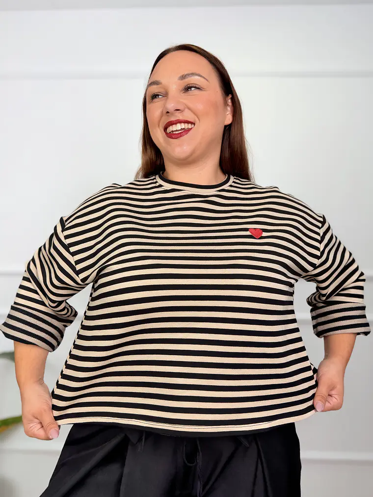 Atlas Stripped Blouse Black 12000  1
