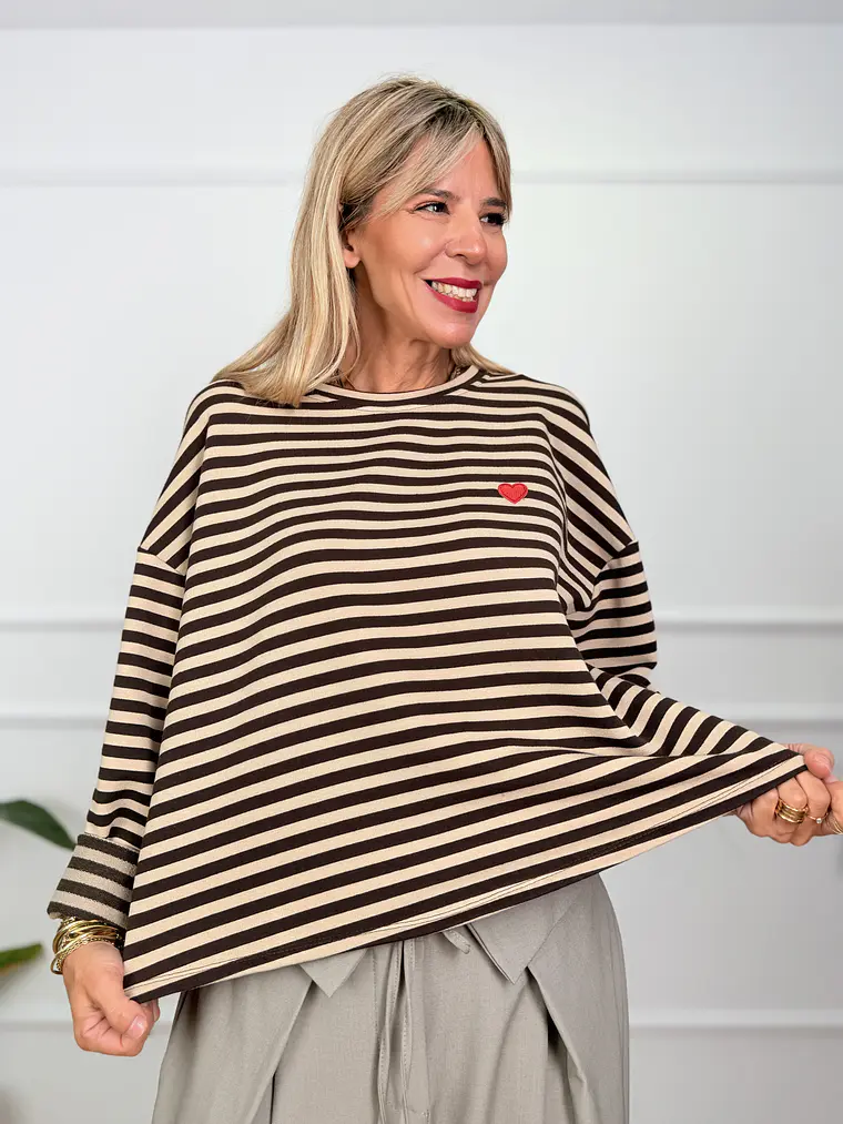 Atlas Stripped Blouse Brown 12000 1