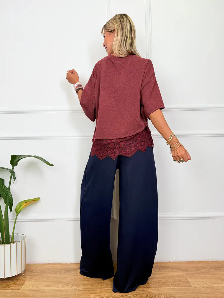 Sarah Blouse Wine 61295  4