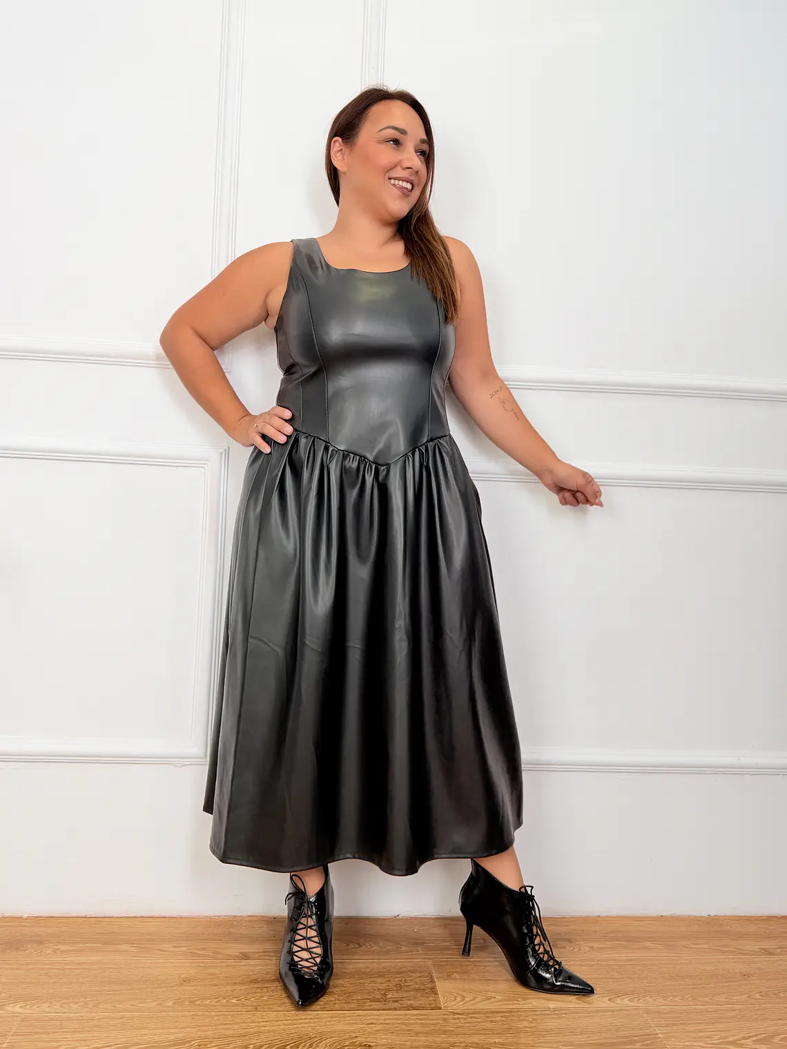 Shadow Leather Dress Black 58316  2