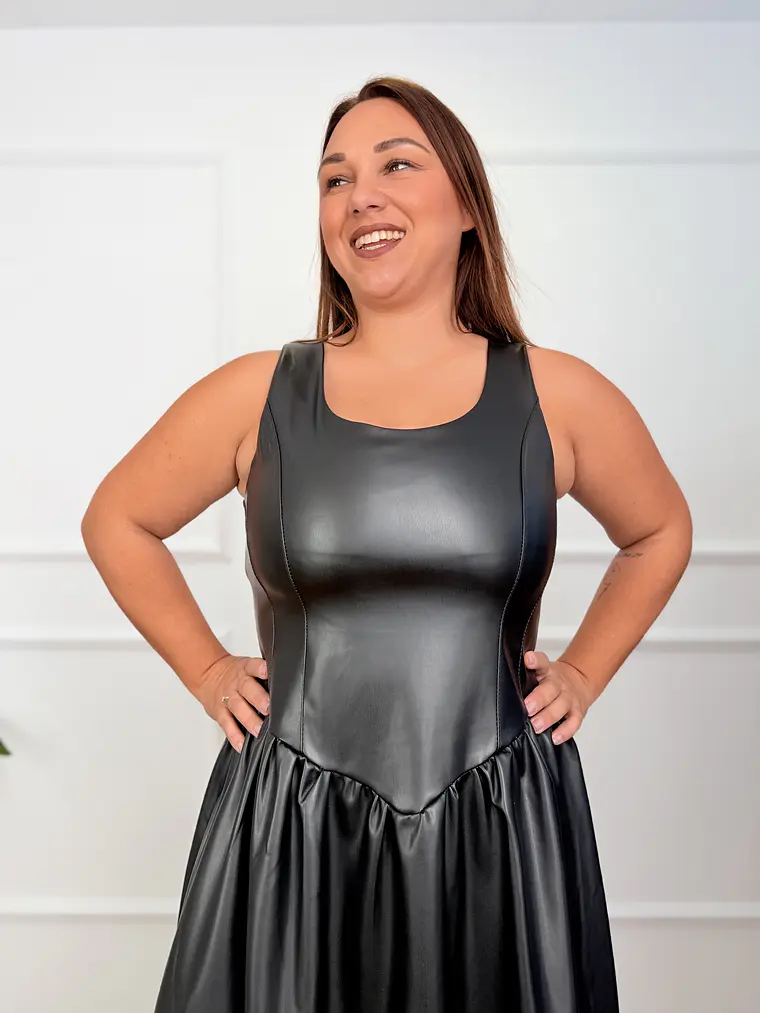 Shadow Leather Dress Black 58316  4