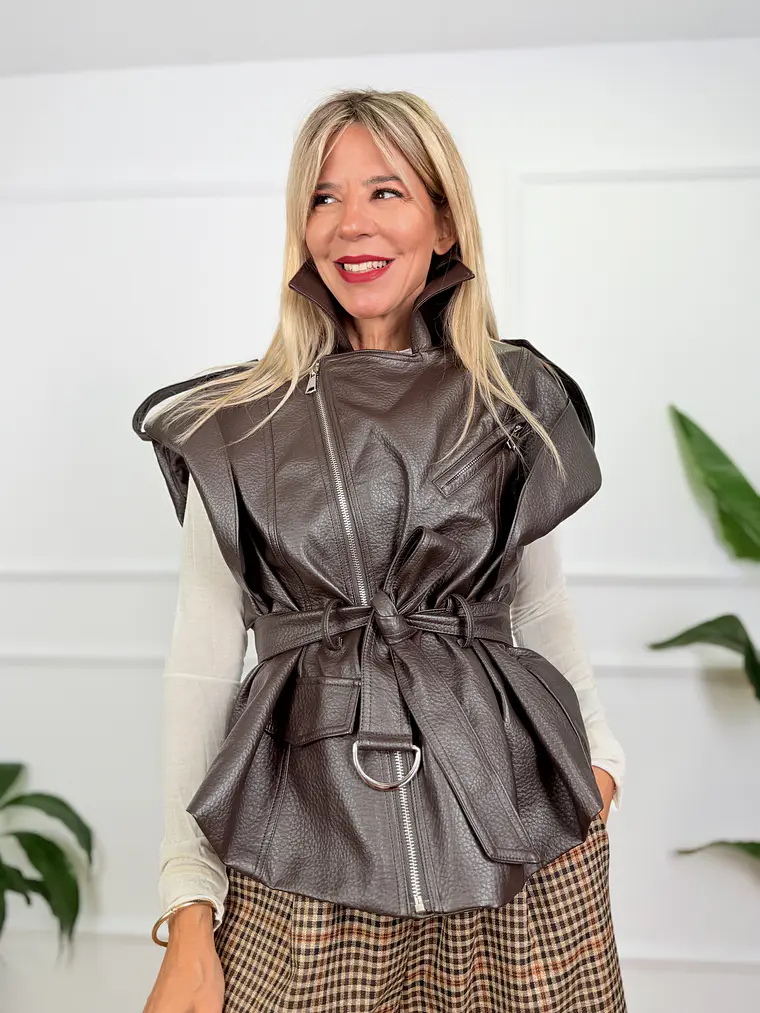 Winifred Leather Vest Brown 8752 1