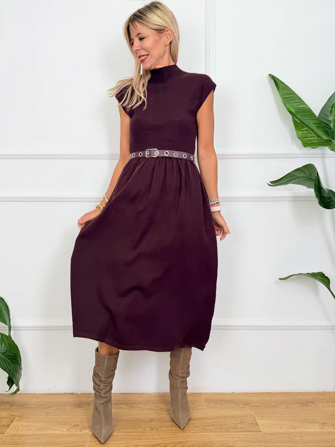 Allegra Midi Dress Wine 2131   2
