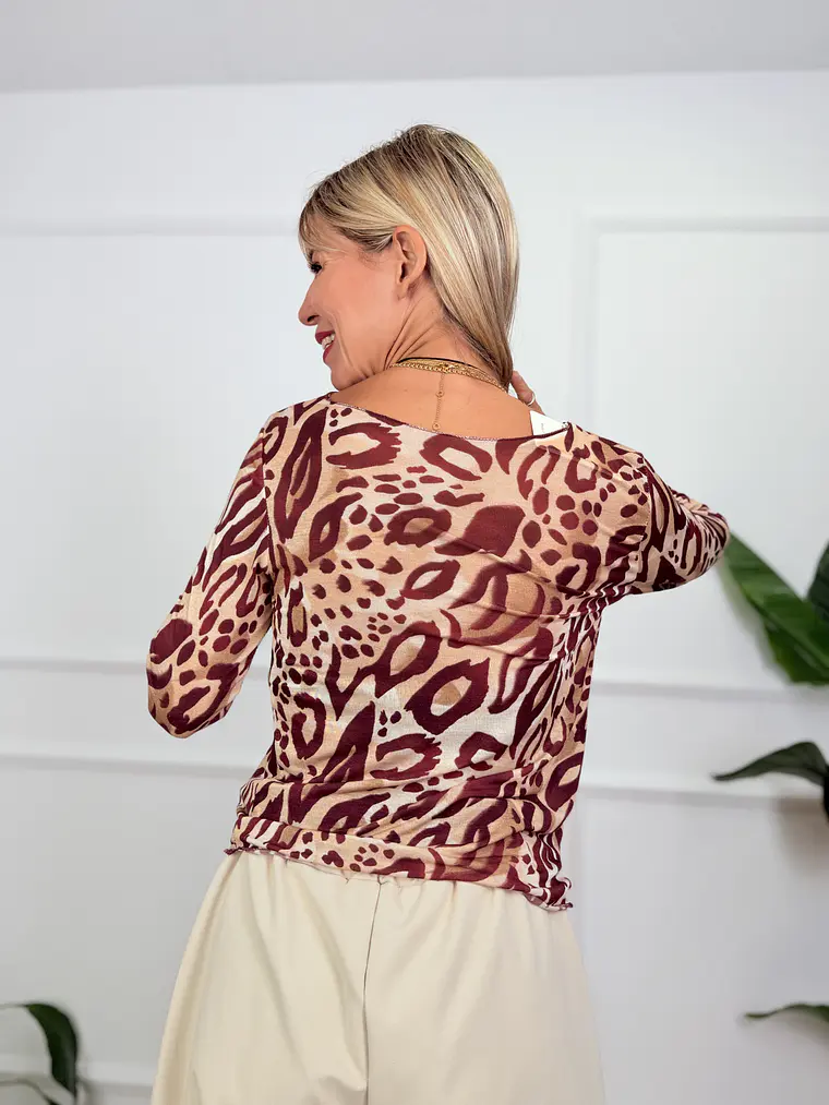 Dante Leopar Blouse Red 2972  2