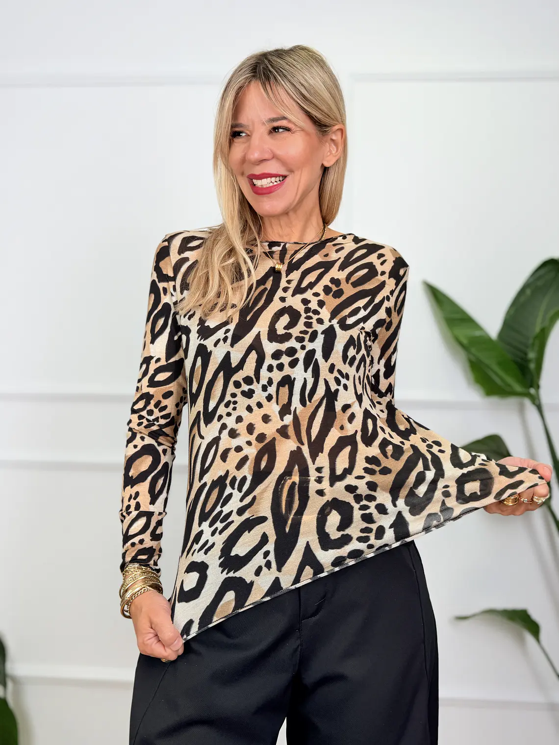 Dante Leopar Blouse Black 2972    1