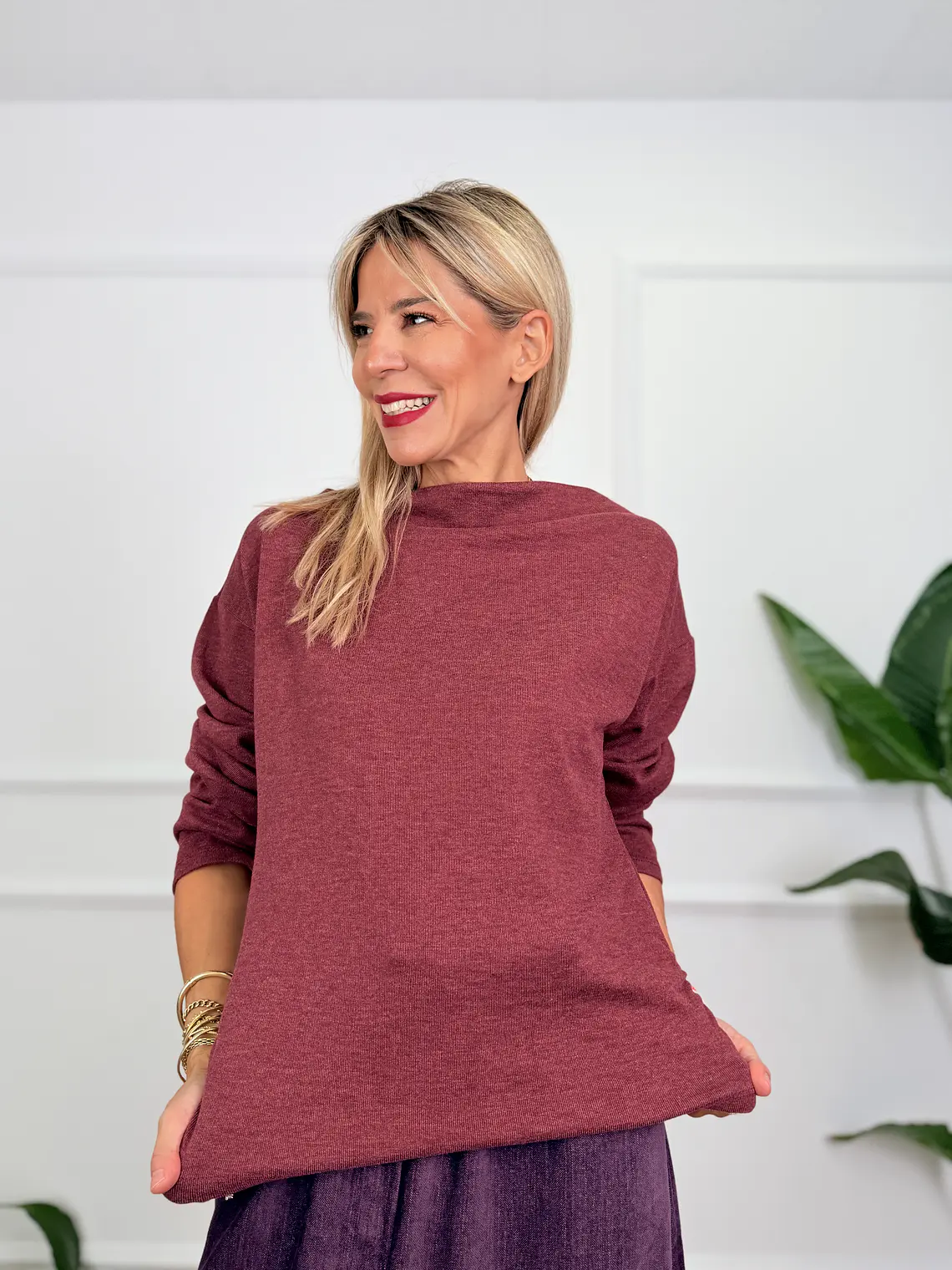 Michele Blouse Wine 61978   1