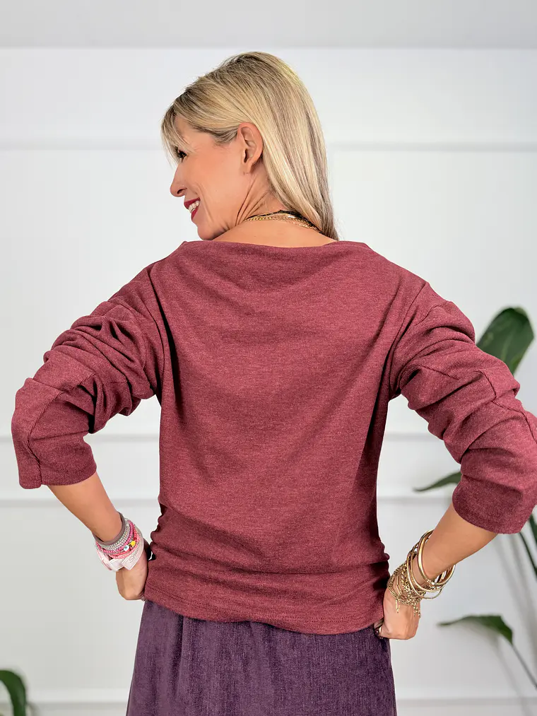 Michele Blouse Wine 61978   4