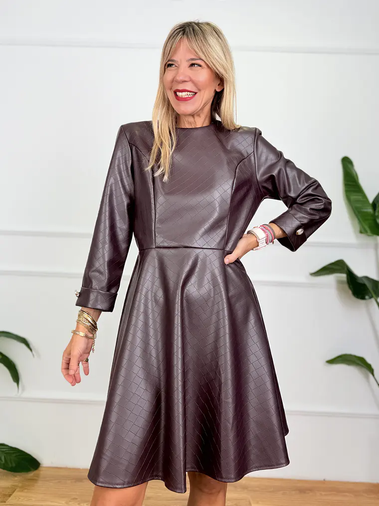 Tropea Leather Dress Plum 56723 4