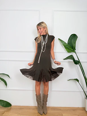 Nocino Ribbed Dress Brown 0293 
