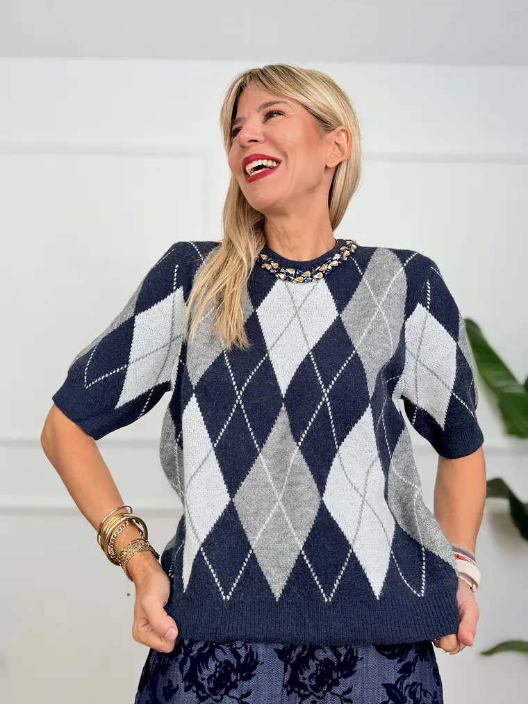 Rhona Argyle Sweater Blue 2233 1