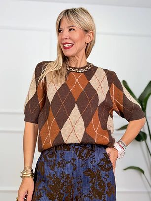 Rhona Argyle Sweater Brown 2233