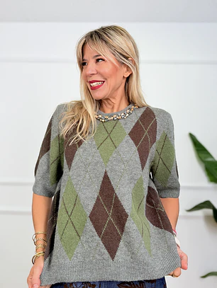 Rhona Argyle Sweater Grey 2233