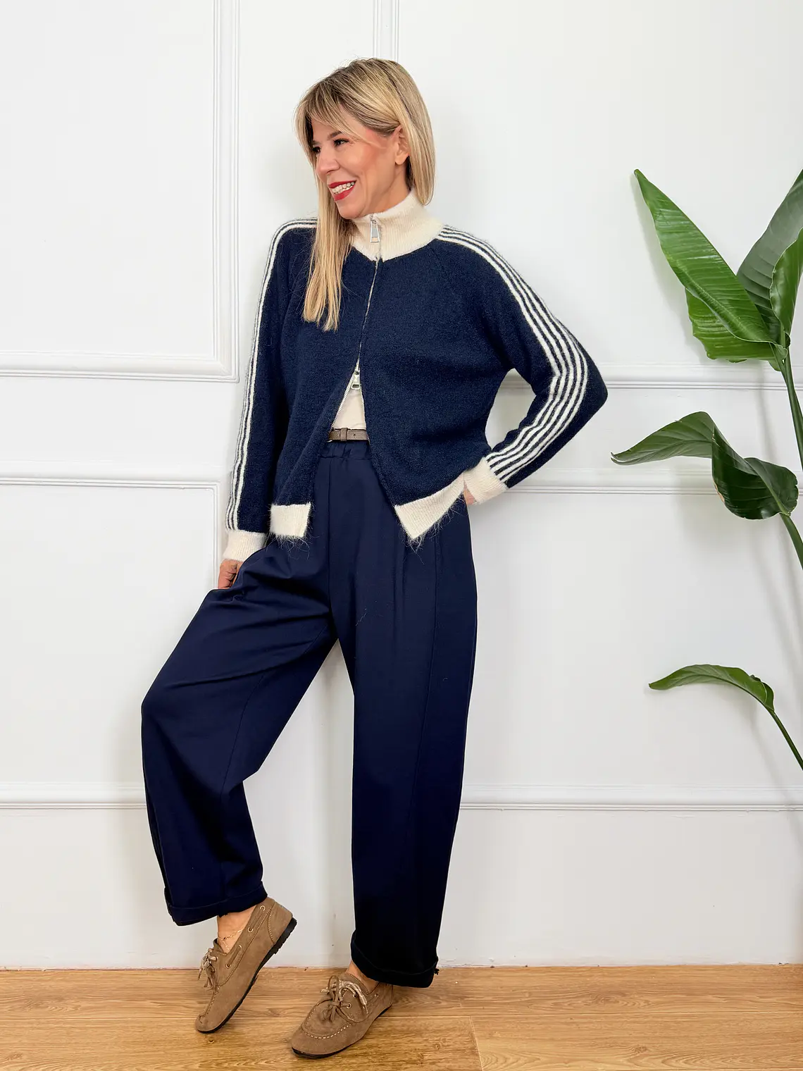 Ace Cardigan 515512 Navy Blue/White  1