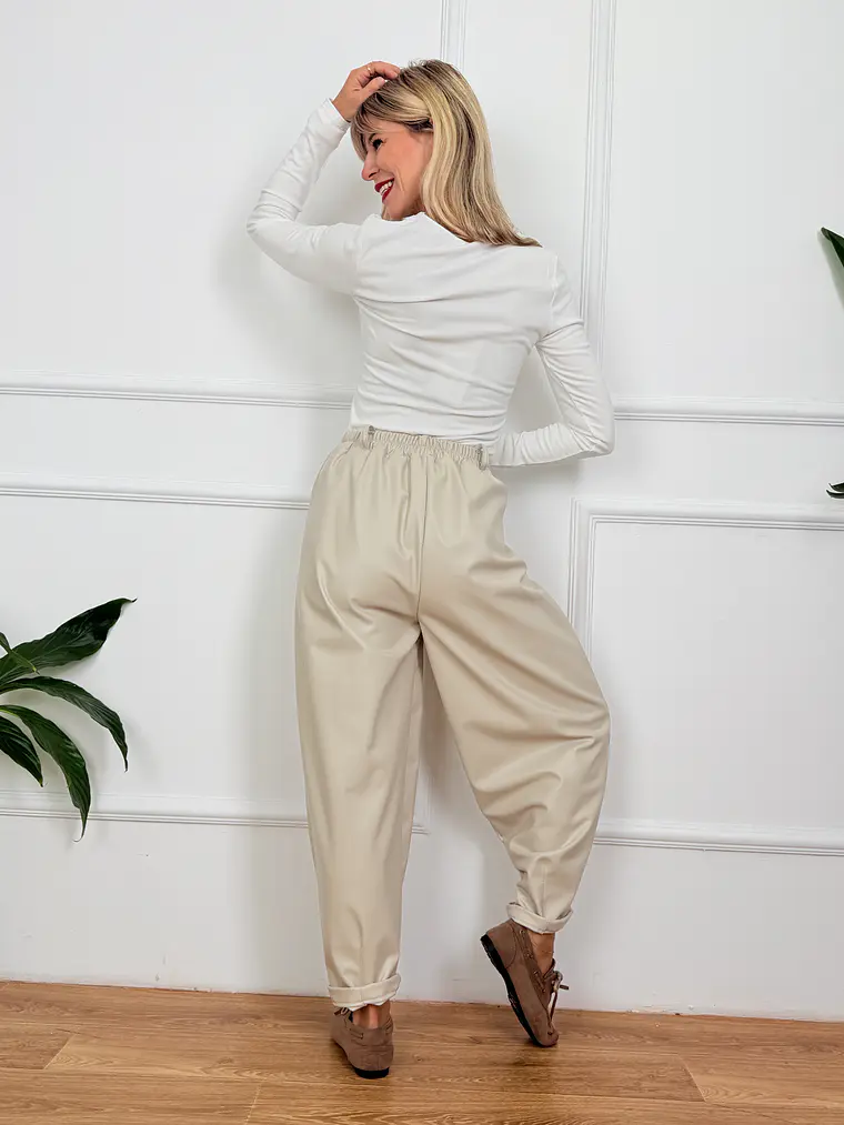 Overcast Leather Pants Ivory 6209  3