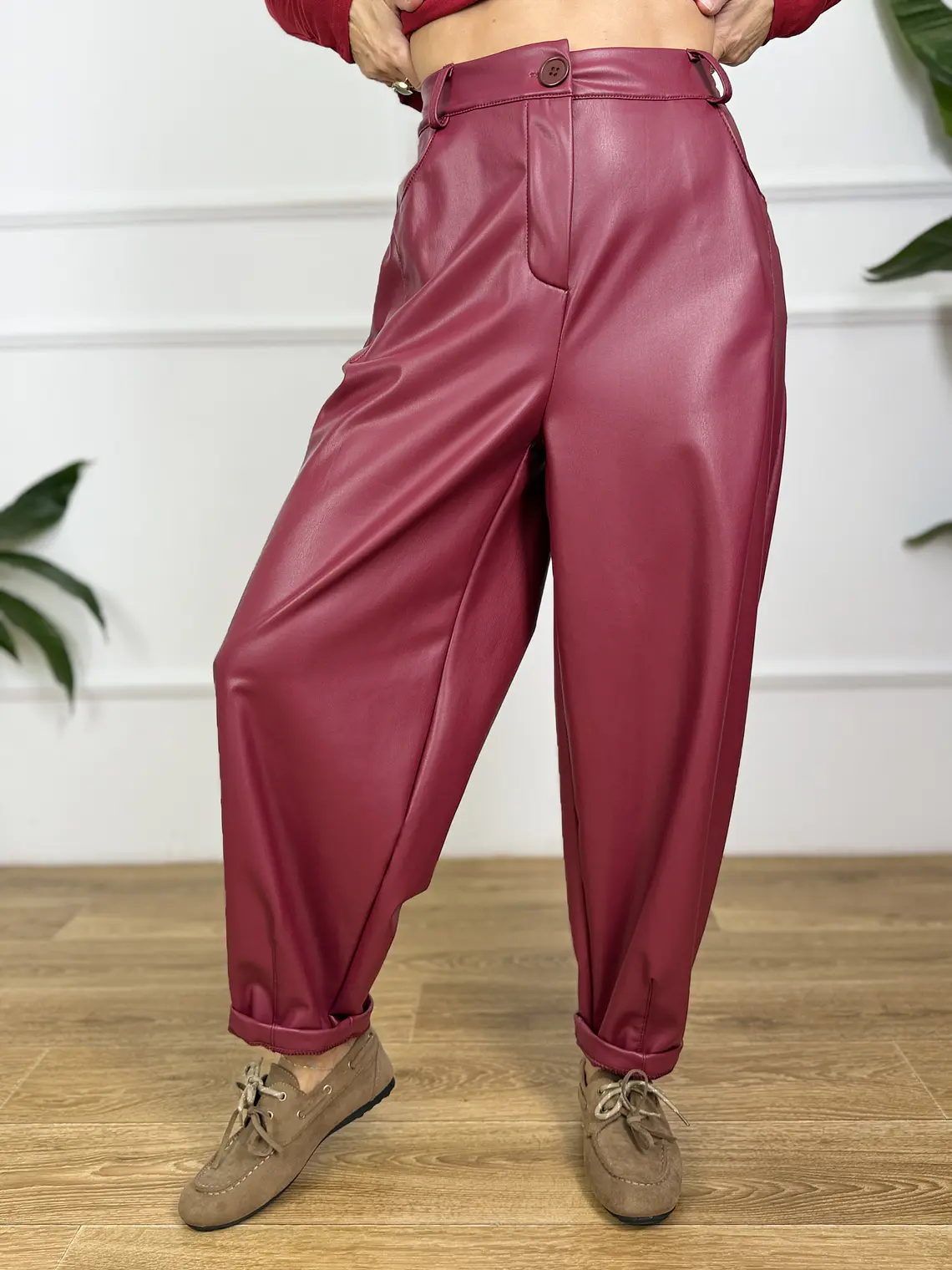 Overcast Leather Pants Wine 6209  3
