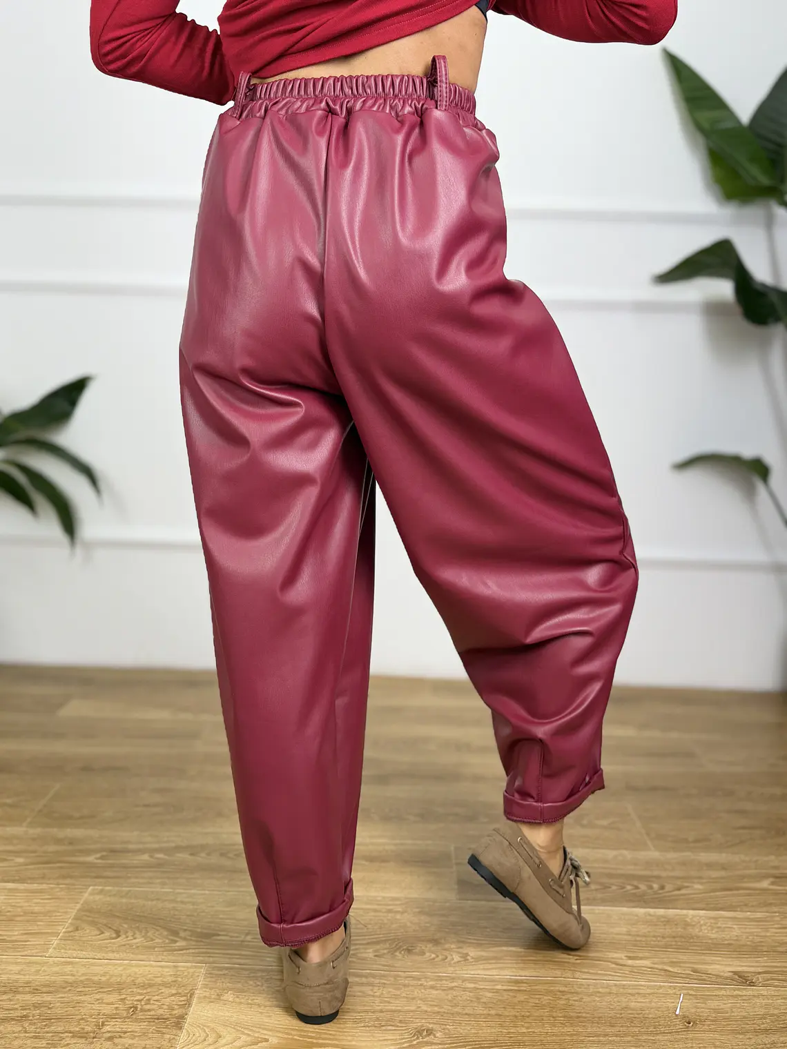 Overcast Leather Pants Wine 6209  4